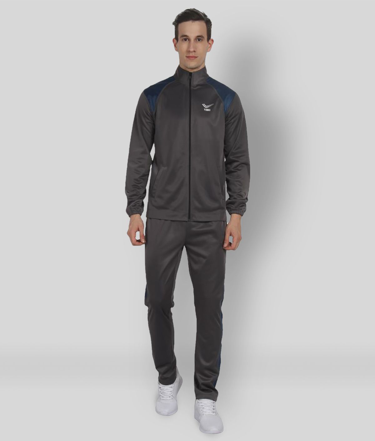     			YUUKI - Grey Melange Polyester Regular Fit Solid Men's Sports Tracksuit ( Pack of 1 )