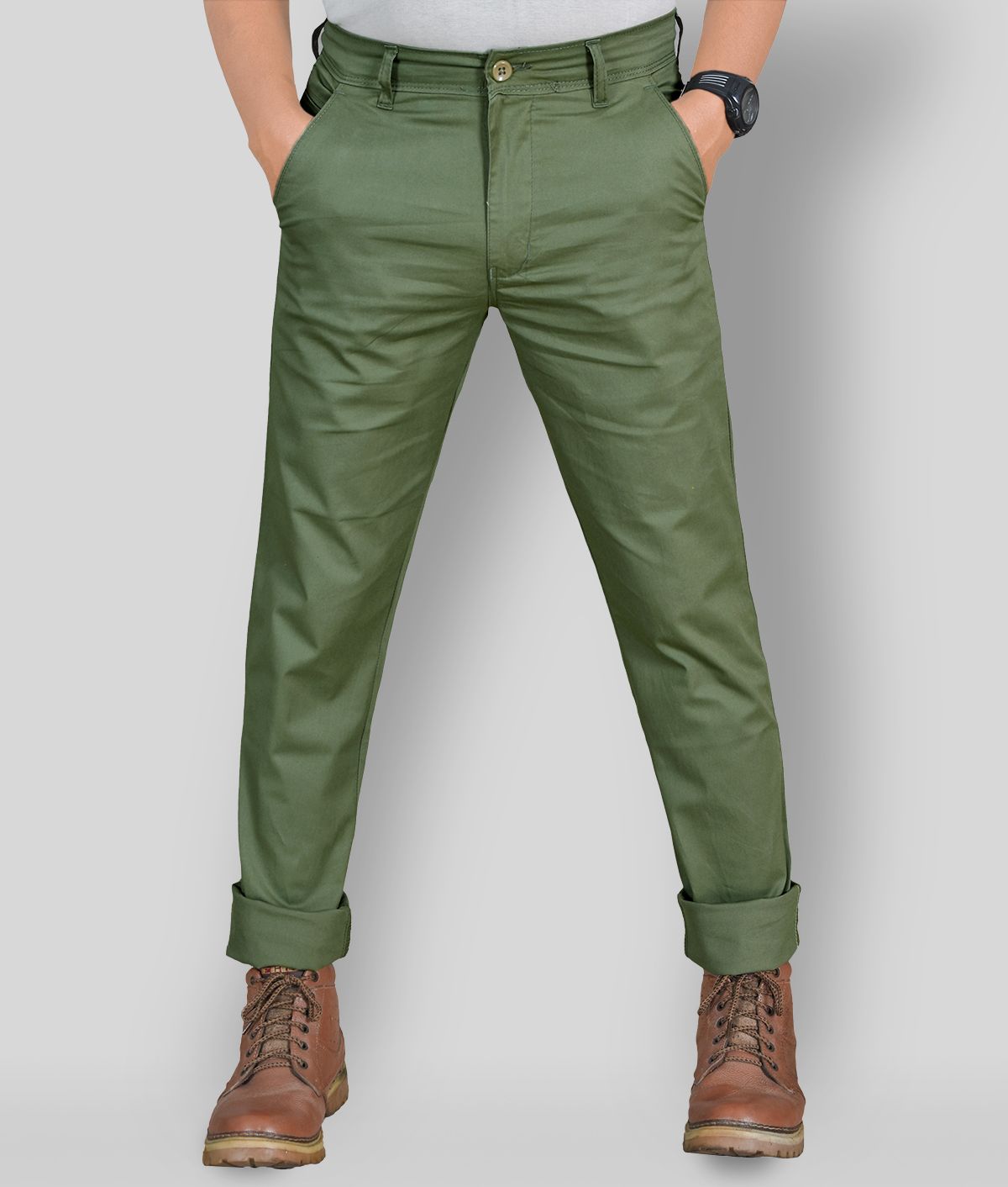 Buy plounge - Olive Green Cotton Blend 