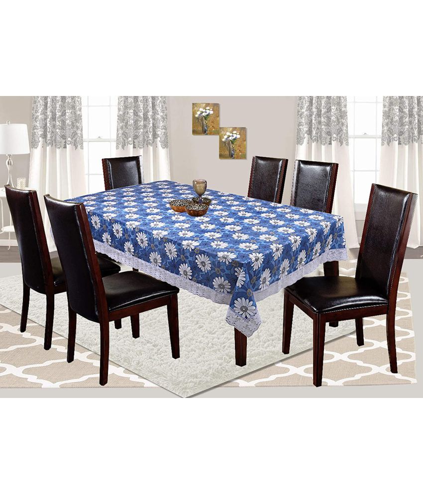     			HOMETALES Blue PVC Table Cover ( Pack of 1 )