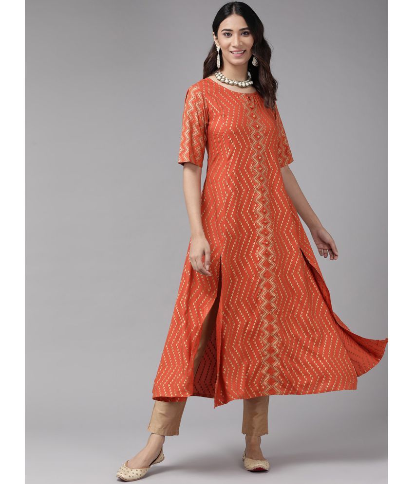     			Yash Gallery - Orange Rayon Women's Anarkali Kurti ( Pack of 1 )