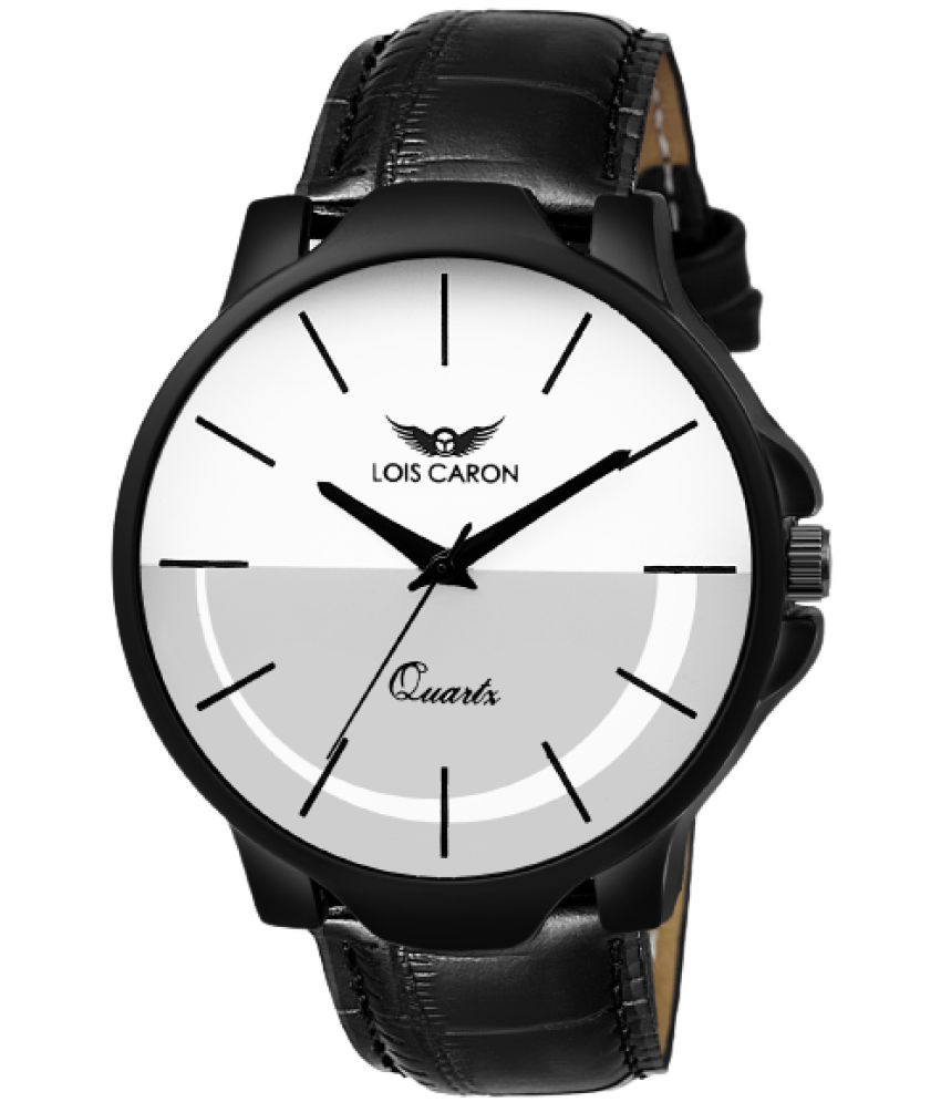     			Lois Caron - Black Leather Analog Men's Watch