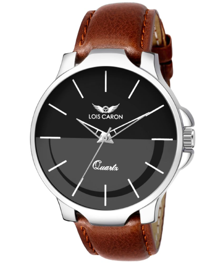     			Lois Caron - Brown Leather Analog Men's Watch