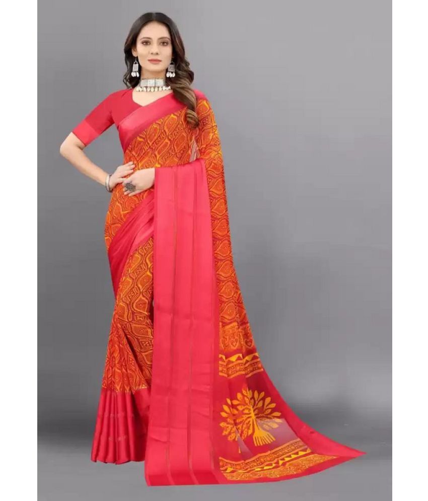     			sanwariya - Red Georgette Saree With Blouse Piece ( Pack of 1 )