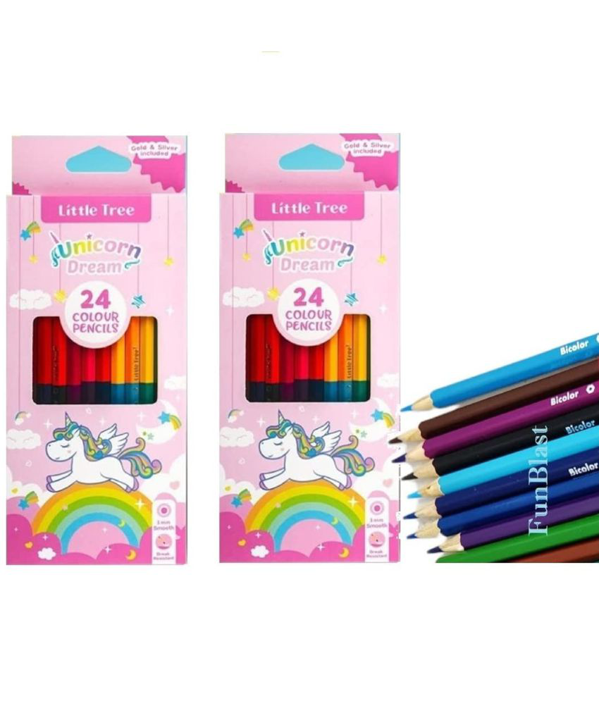FunBlast Colour Pencil Set for Kids – Double Sided 24 Pcs Colouring Pencils, Pencil Color for Artist, Beginners and Stationary Gift for Kids, Drawing Colours for Kids