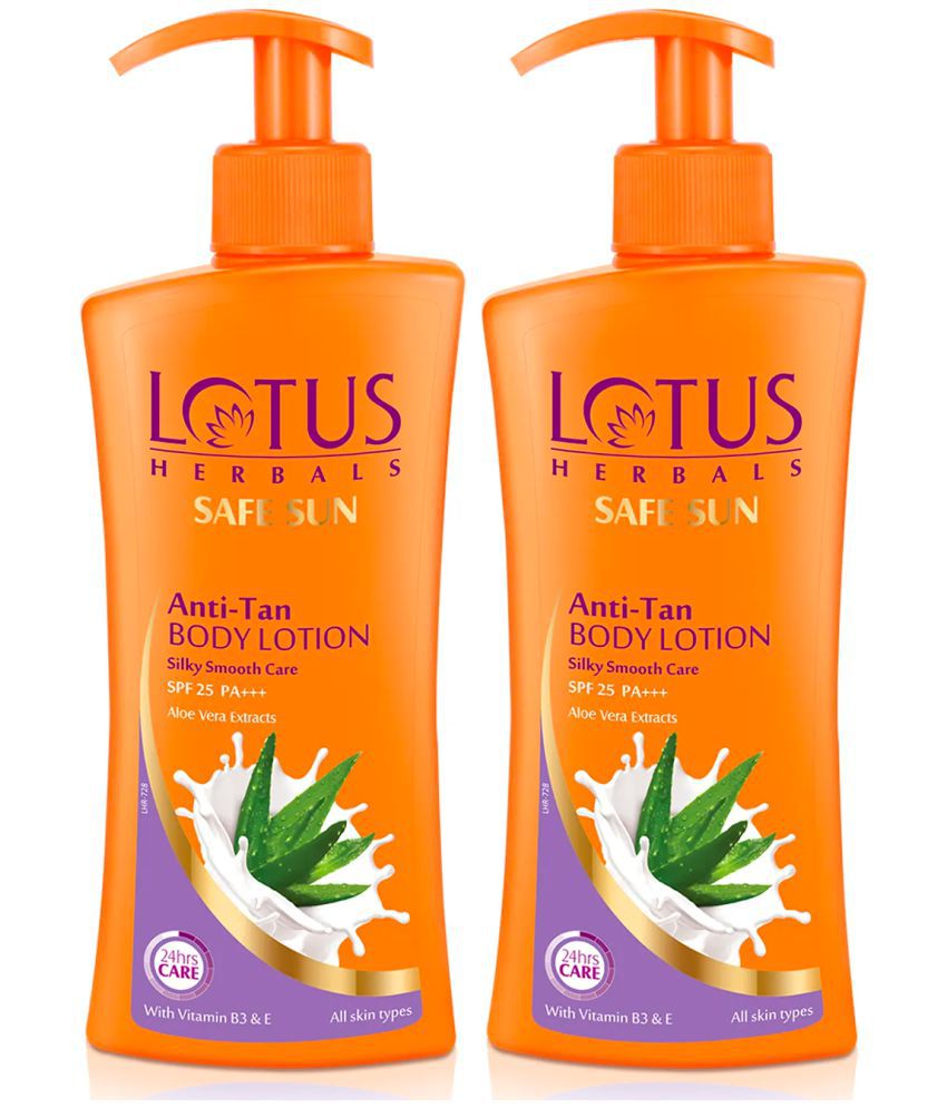     			Lotus Herbals Safe Sun Anti, Tan Bodylotion, SPF 25, PA+++, Aloe Vera Extracts, 250ml (Pack of 2)