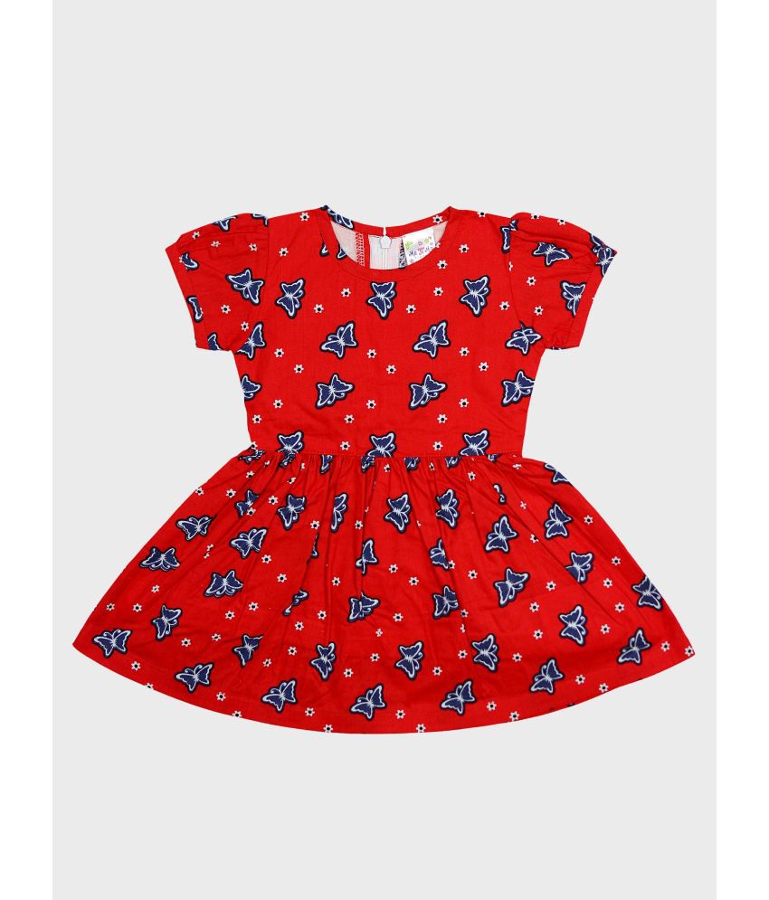    			Me N My CLOSET - Red Cotton Baby Girl Frock ( Pack of 1 )