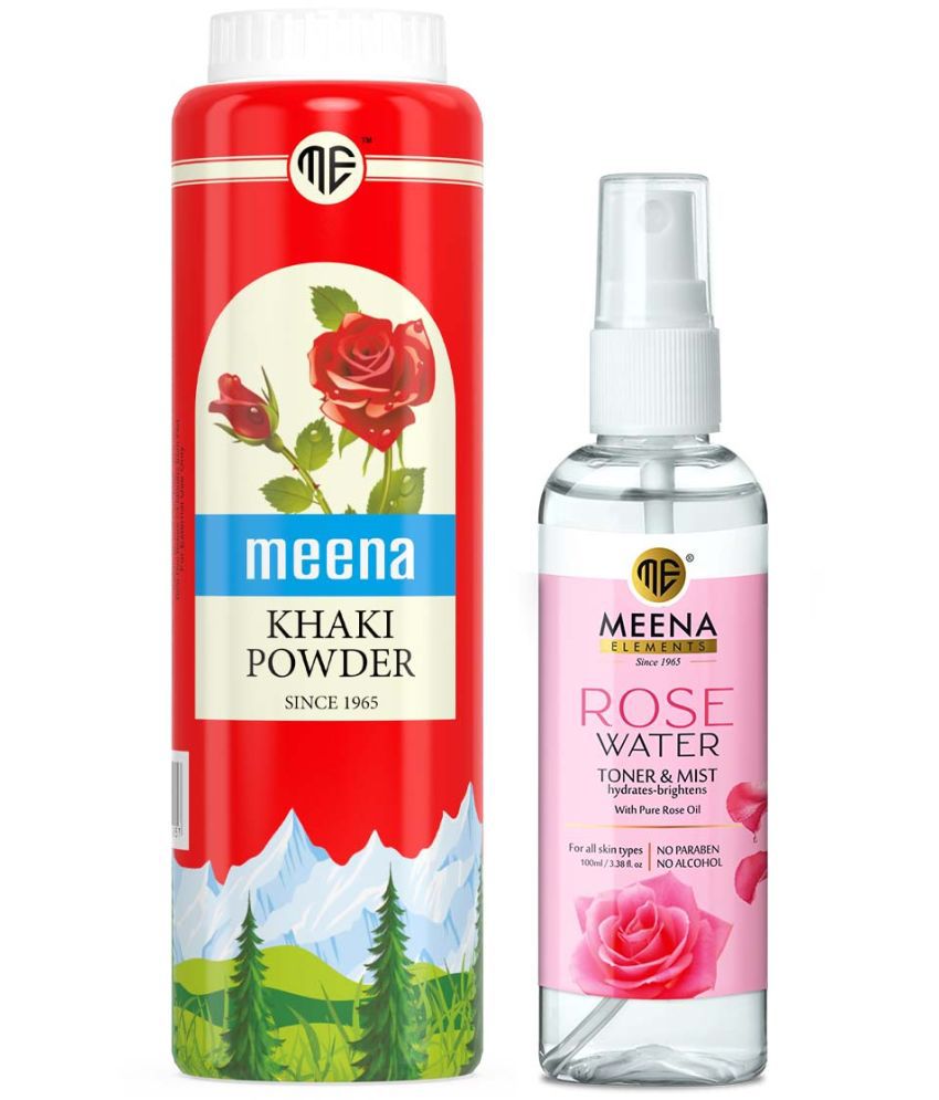     			MEENA ELEMENTS Pure & Natural Khaki Powder 300 gm x 1 for Glowing Skin, Rose Water 100 ml x 1, Organic Steam Distilled - Gulab Jal for Men and Women (Pack of 2)