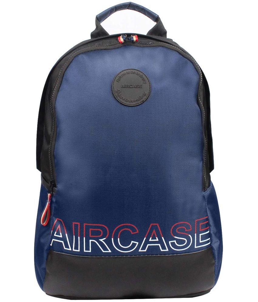     			Aircase - Blue Leather Backpack ( 25 Ltrs )