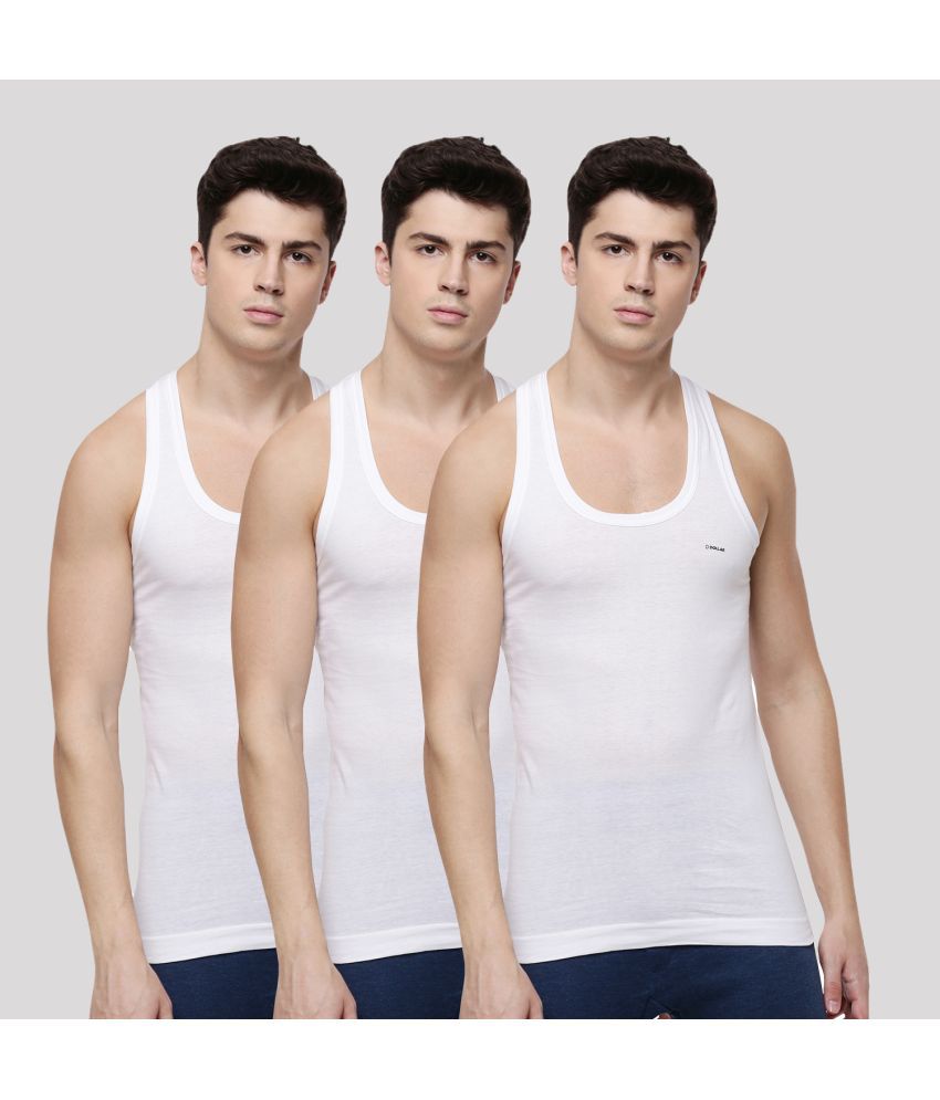 Dollar Bigboss - White Cotton Blend Men's Vest  ( Pack of 3 )