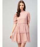 Rare - Pink Net Women's Fit And Flare Dress ( Pack of 1 )