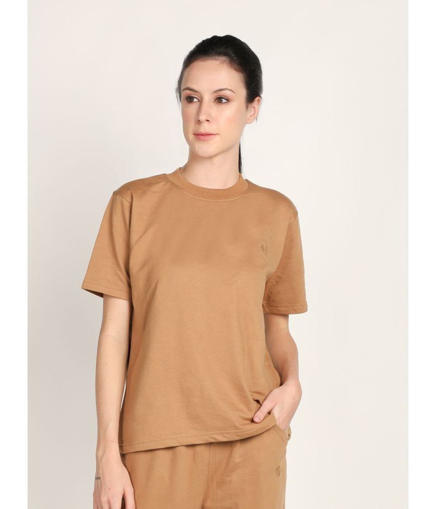     			Chkokko - Camel Cotton Blend Regular Fit Women's T-Shirt ( Pack of 1 )