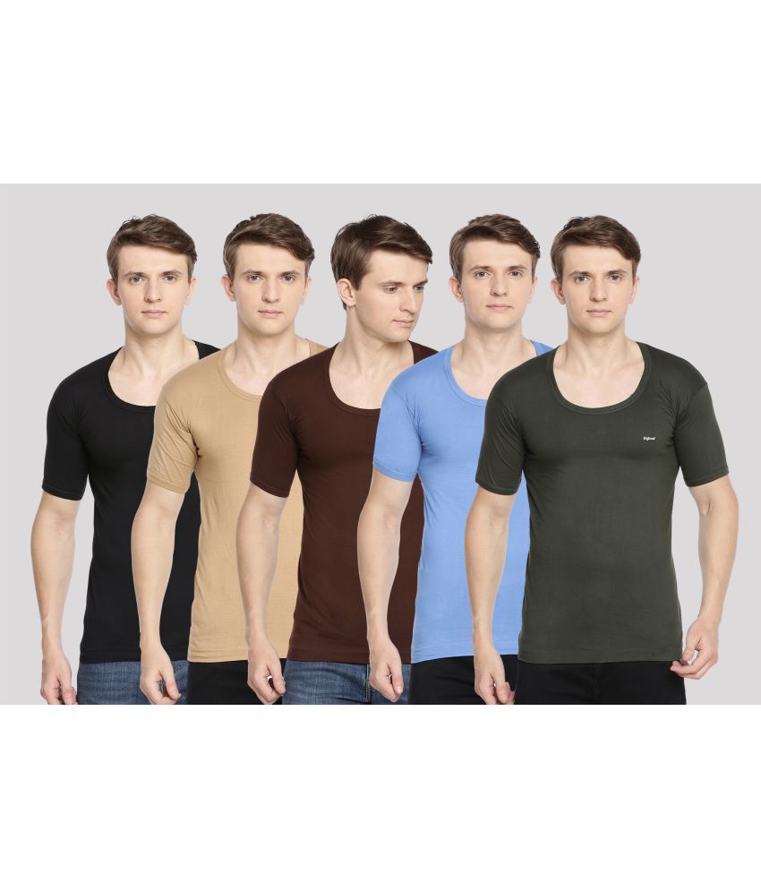     			Pack of 5 Dollar Bigboss Assorted Solid Cotton Blend Men Vest