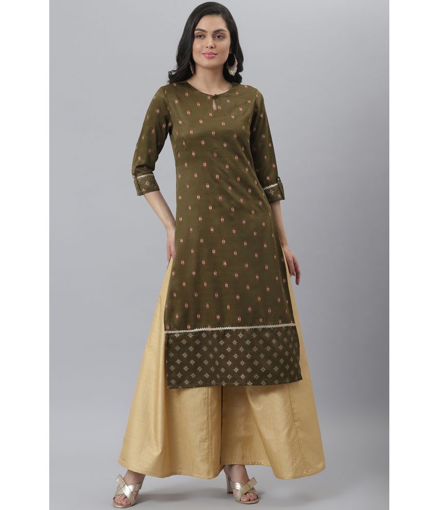     			Fashion Dream - Green Rayon Women's Straight Kurti ( Pack of 1 )