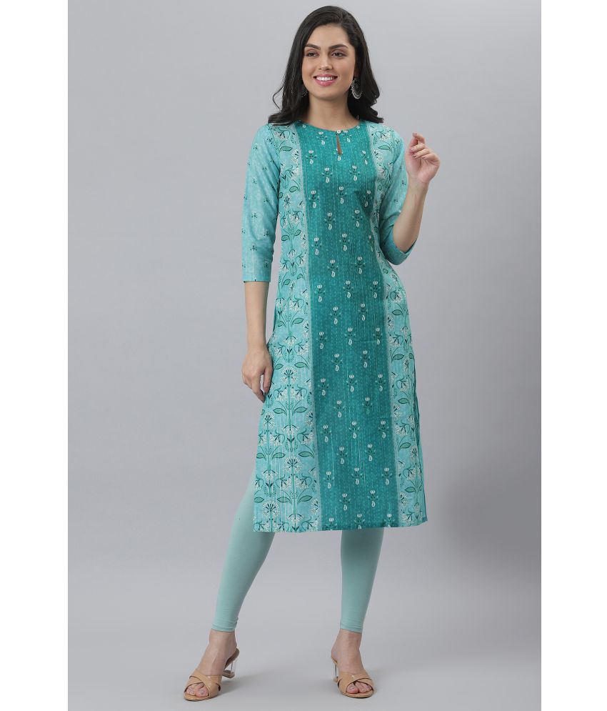     			Fashion Dream - Turquoise Polyester Women's Straight Kurti ( Pack of 1 )
