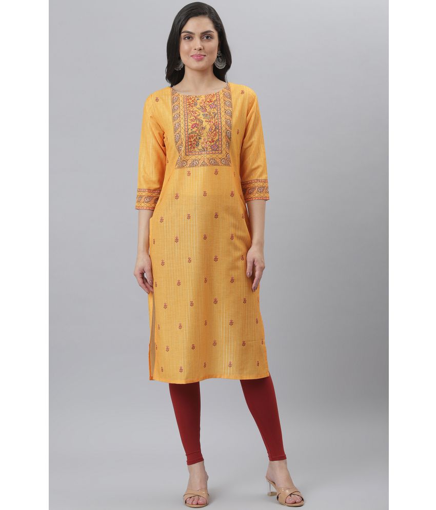     			Fashion Dream - Yellow Polyester Women's Straight Kurti ( Pack of 1 )