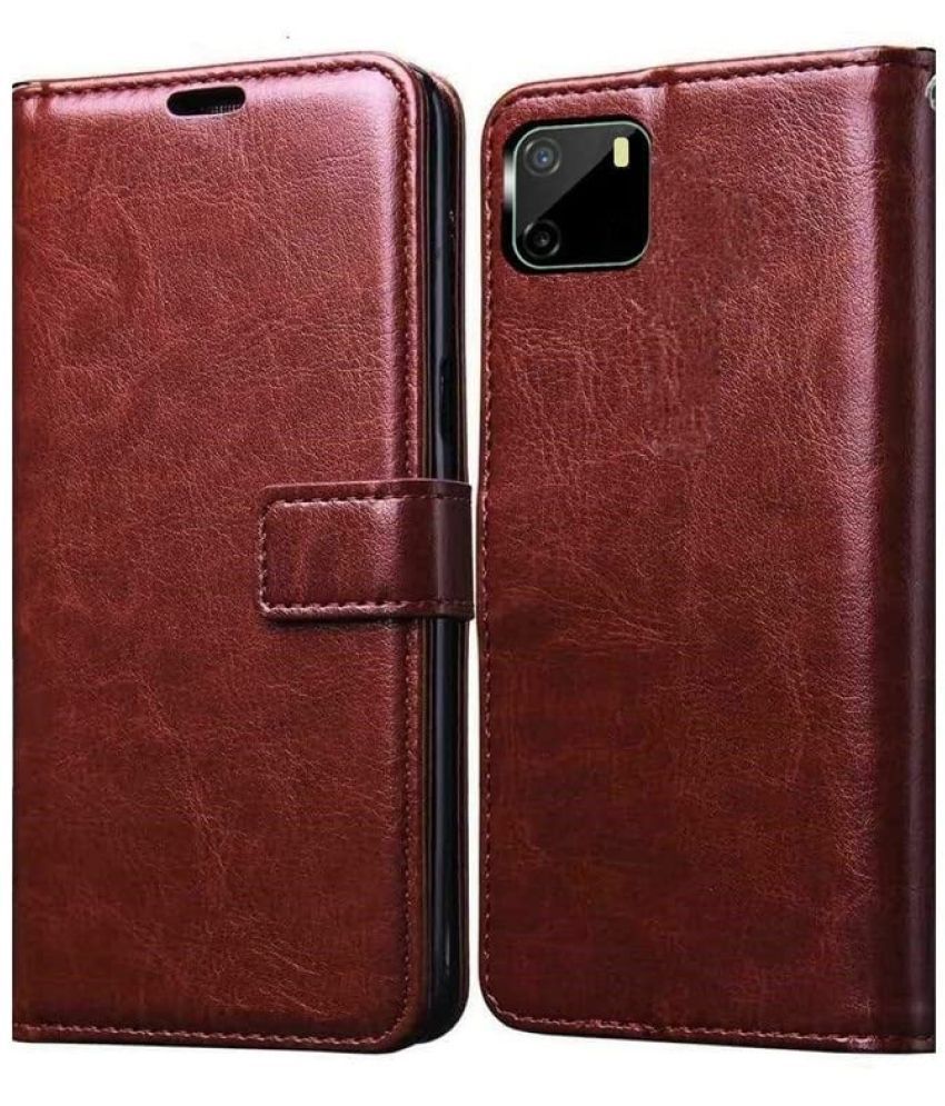     			Kosher Traders - Brown Flip Cover Compatible For Vivo Y15S ( Pack of 1 )