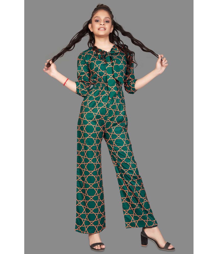     			MIRROW TRADE Girls Crepe Jumpsuit For ( Pack of 1 , Dark Green )