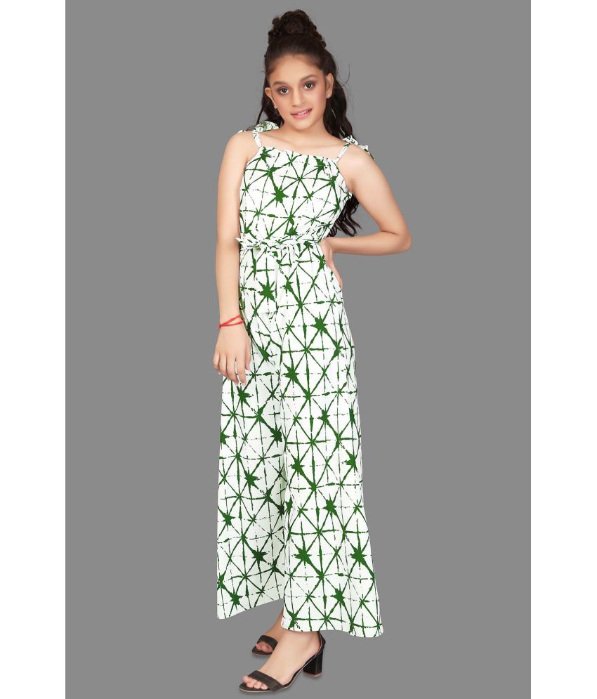     			MIRROW TRADE - White Crepe Girls Jumpsuit ( Pack of 1 )