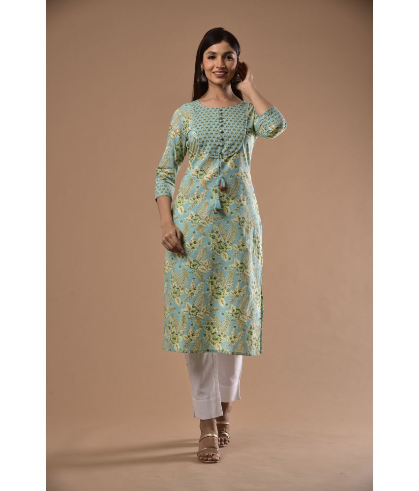     			Swasti - Green Cotton Women's Straight Kurti ( Pack of 1 )