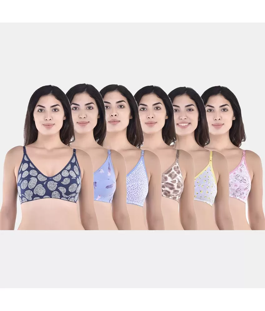 Buy Souminie Pack of 3 Non Padded Cotton T Shirt Bra - Multi