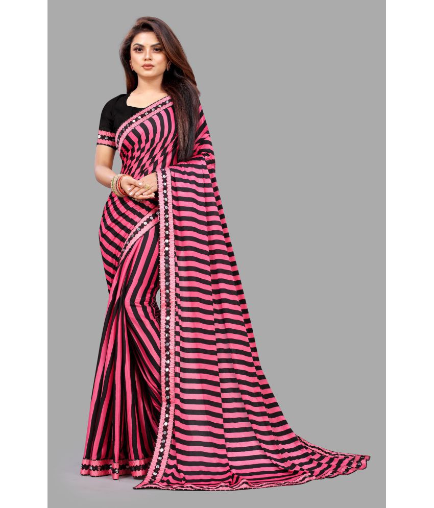     			Gazal Fashions - Pink Satin Saree With Blouse Piece ( Pack of 1 )