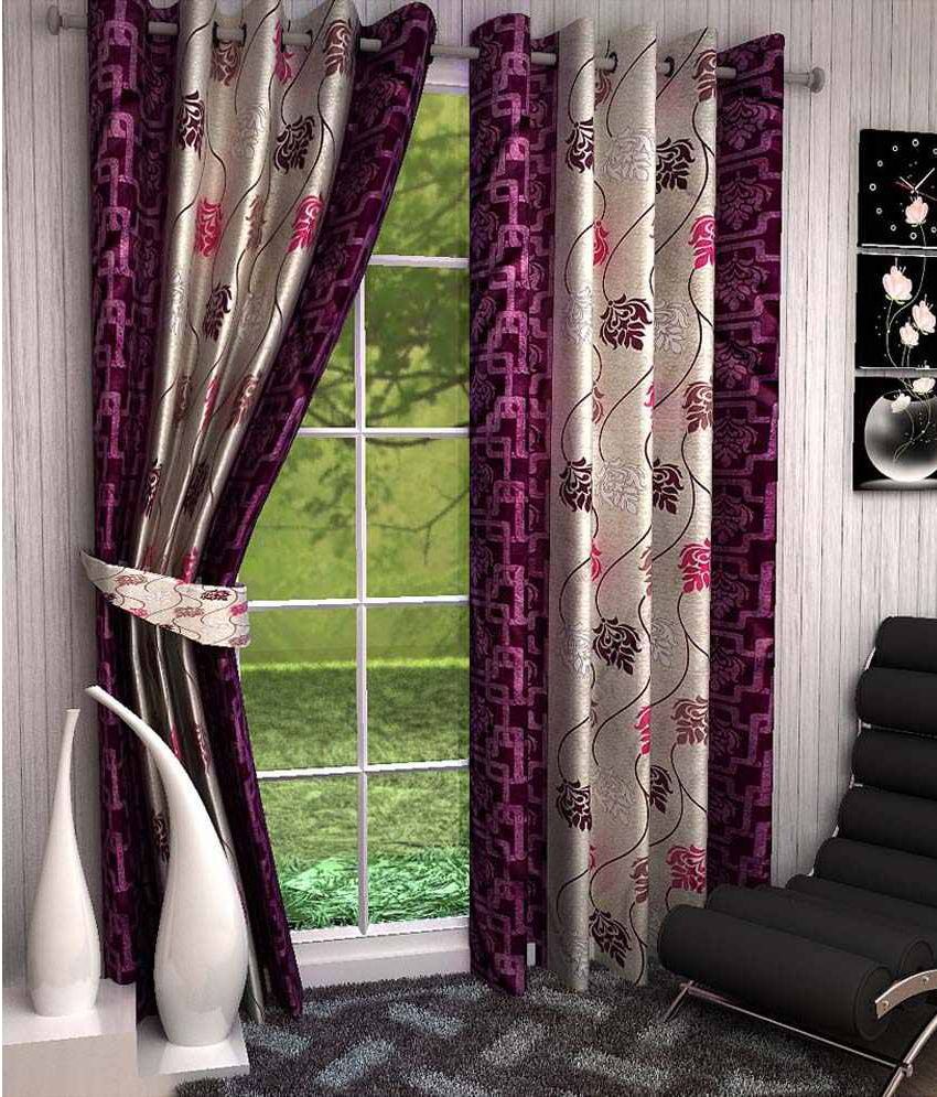     			Koli collections - Magenta Polyester Printed Door Curtain ( Pack of 2 )