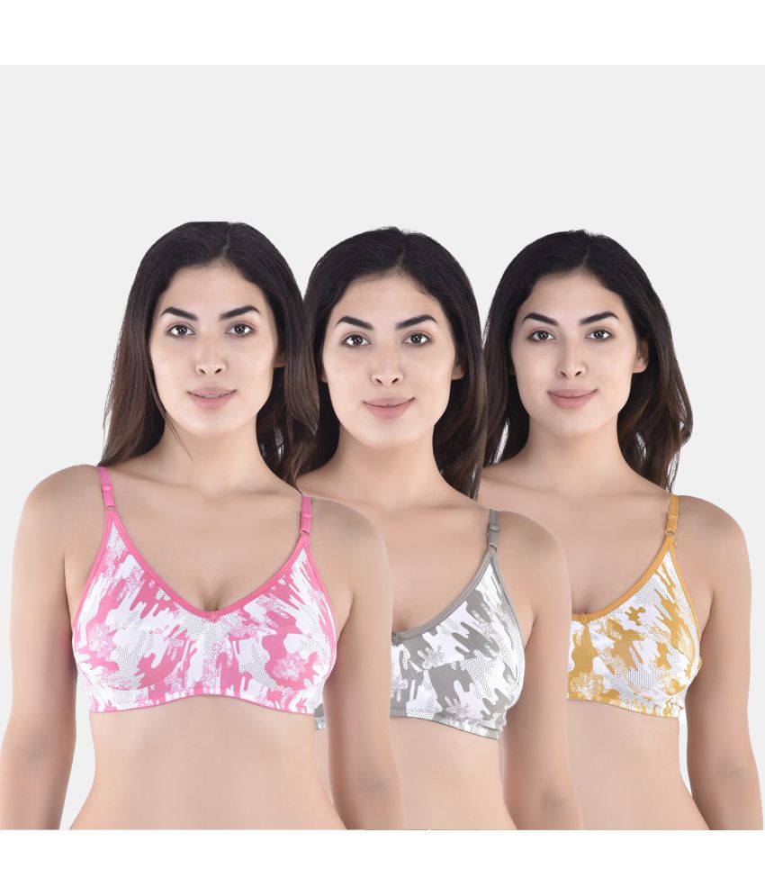     			SK Dreams - Multicolor Cotton Non Padded Women's Everyday Bra ( Pack of 3 )