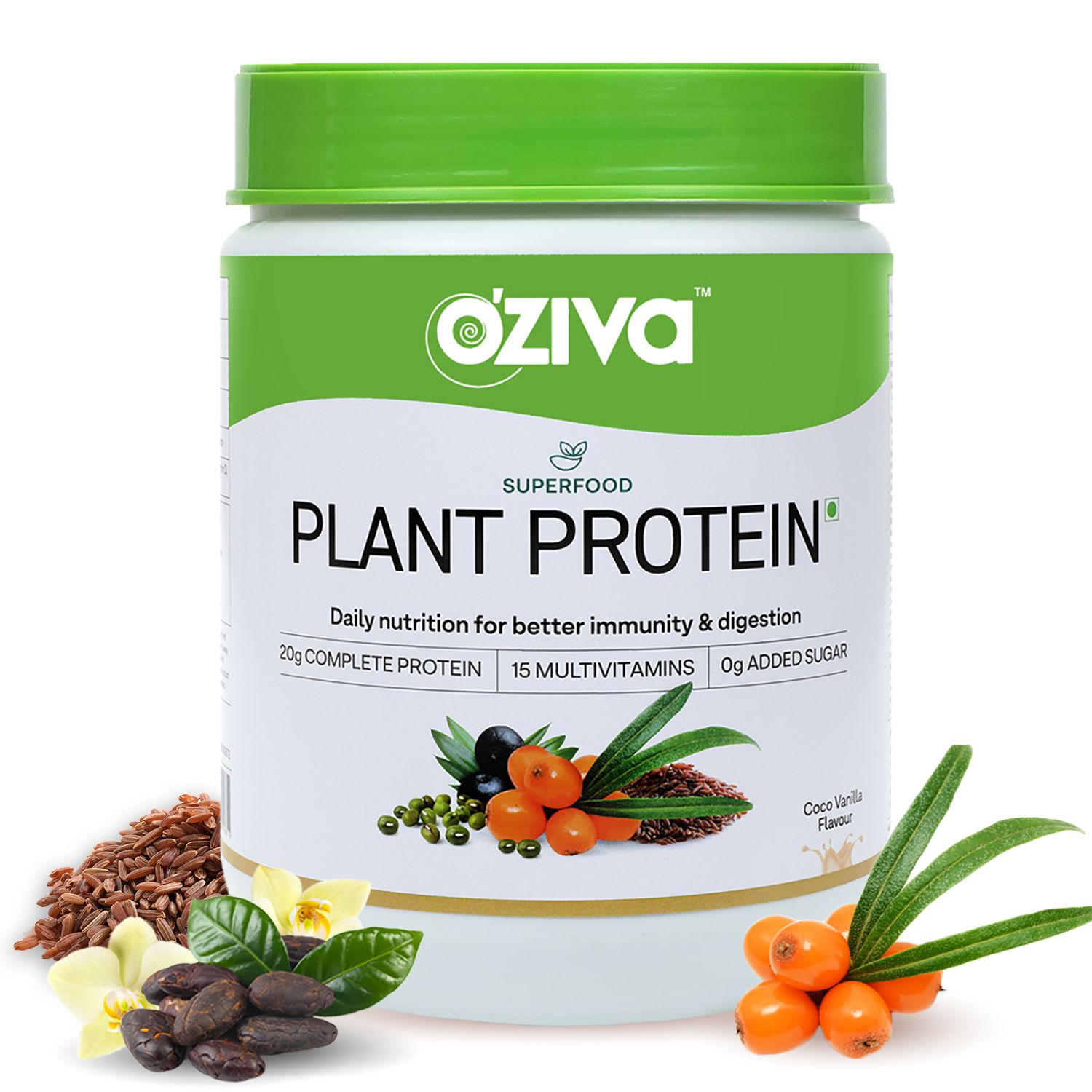     			OZiva Superfood Plant Protein | Vegan Protein Powder | For Better Energy & Digestion | Coco Vanilla (500g)