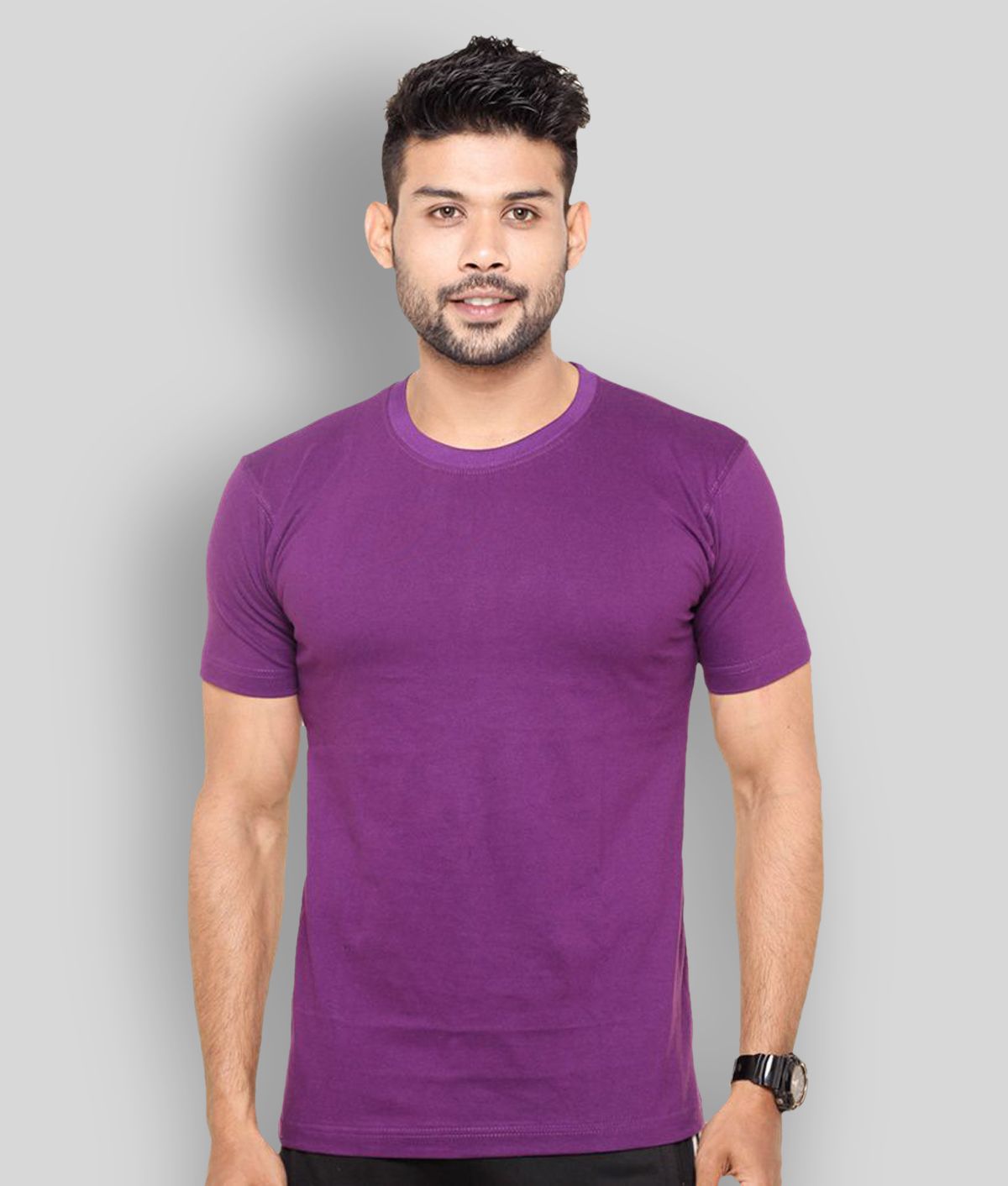     			FLEXIMAA - Purple Cotton Regular Fit Men's T-Shirt ( Pack of 1 )