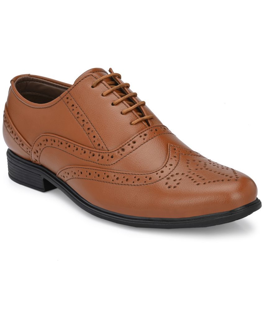     			Leeport - Tan Men's Brogue Formal Shoes