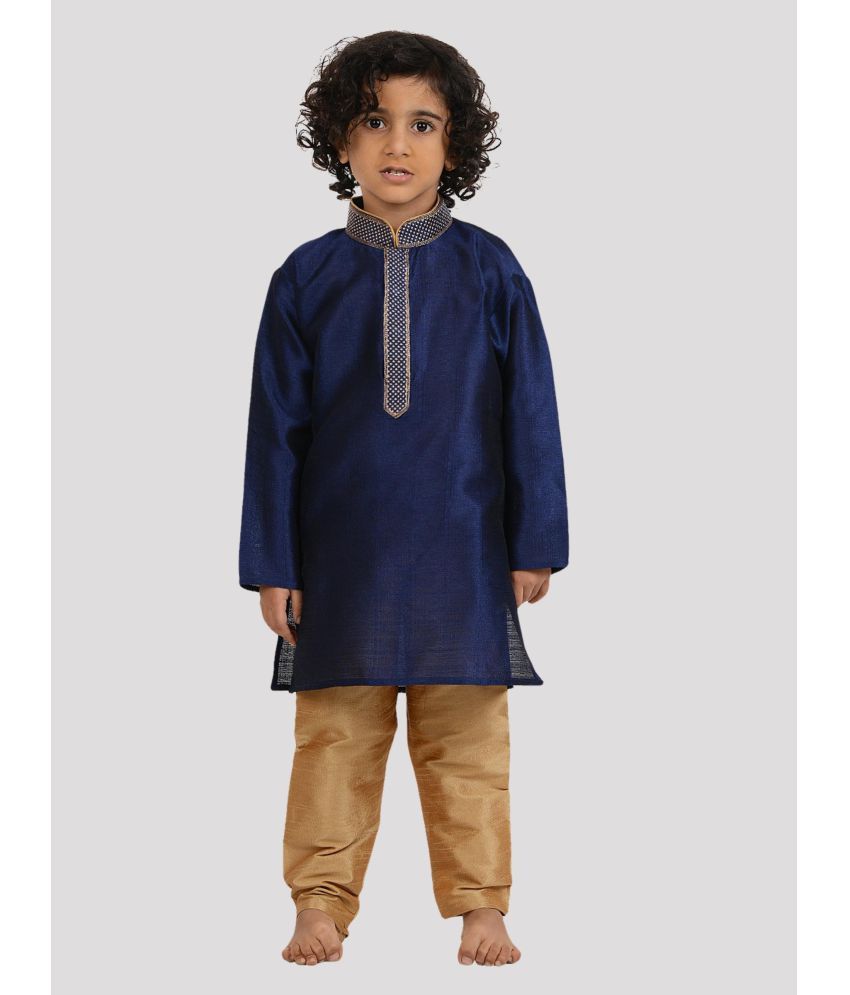     			Maharaja - Blue Silk Boys Kurta With Pyjama ( Pack of 1 )