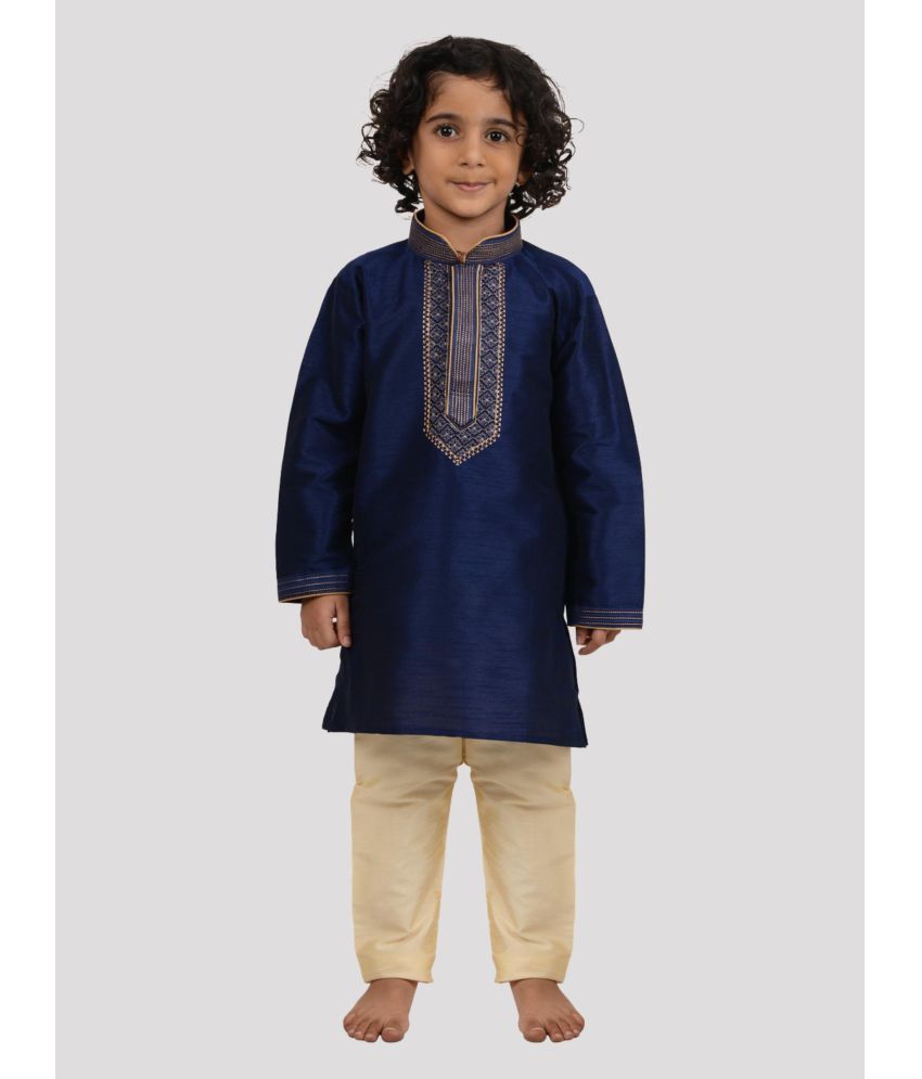     			Maharaja - Blue Silk Boys Kurta With Pyjama ( Pack of 1 )