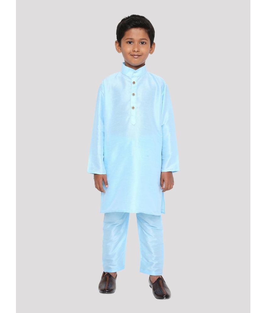     			Maharaja - Blue Silk Boys Kurta With Pyjama ( Pack of 1 )