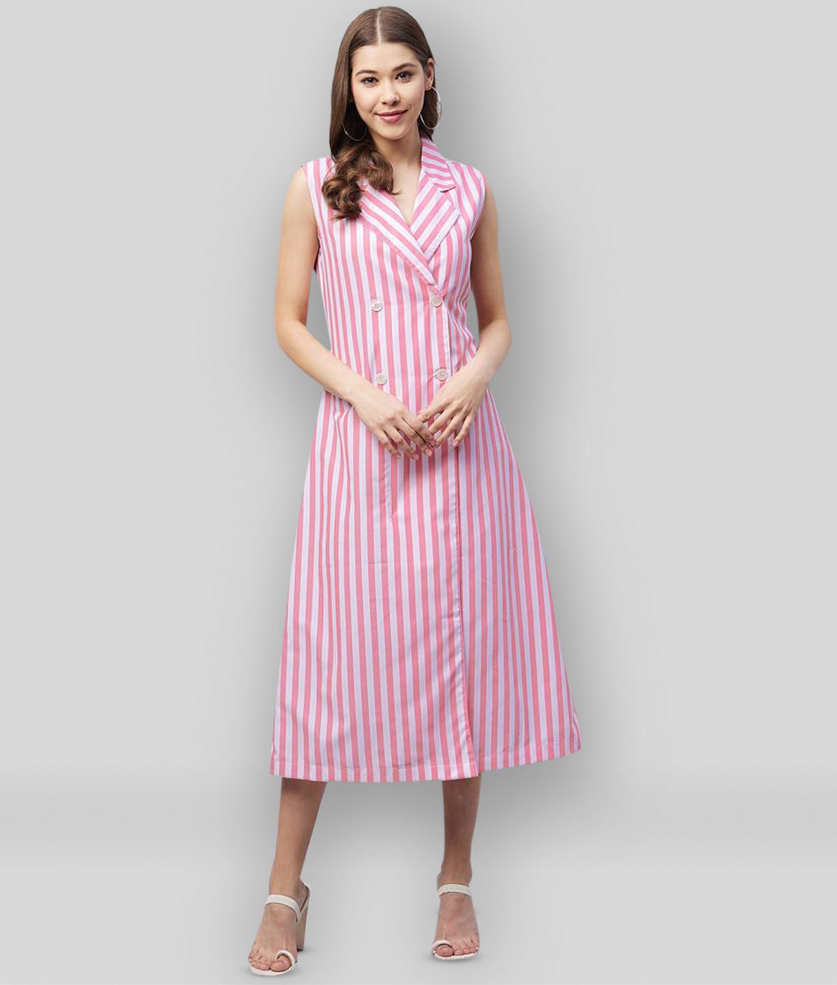     			StyleStone - Pink Cotton Women's Fit & Flare Dress ( Pack of 1 )