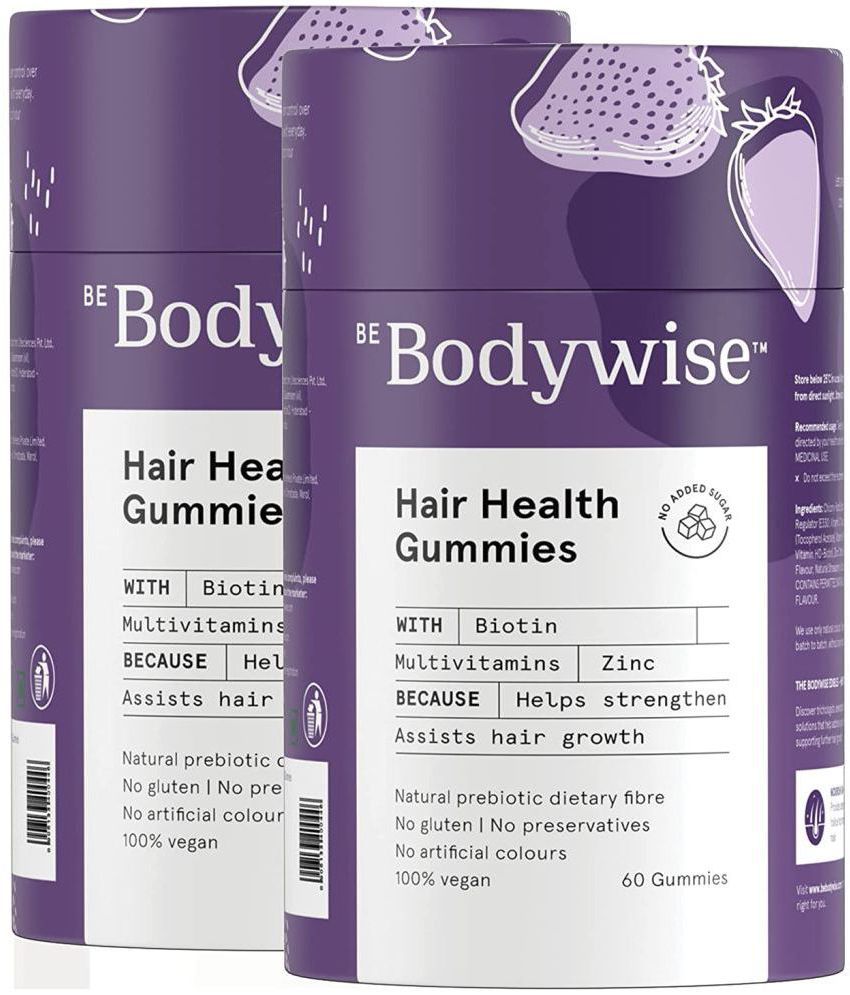 Bodywise Biotin Hair Gummies 120 Day Pack  | Delicious Strawberry Flavoured with added Zinc & Multivitamins