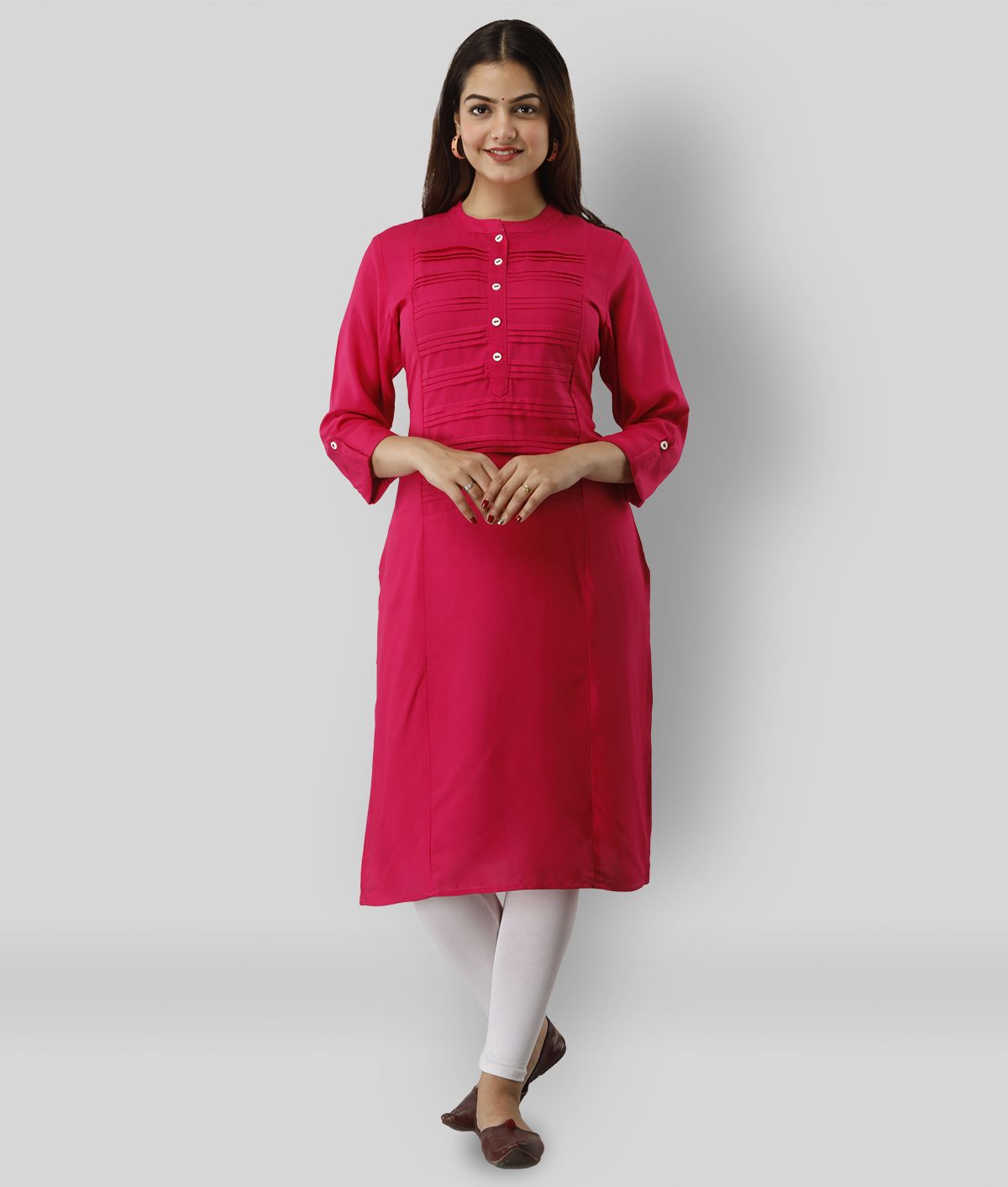     			Frionkandy - Pink Rayon Women's Straight Kurti ( Pack of 1 )