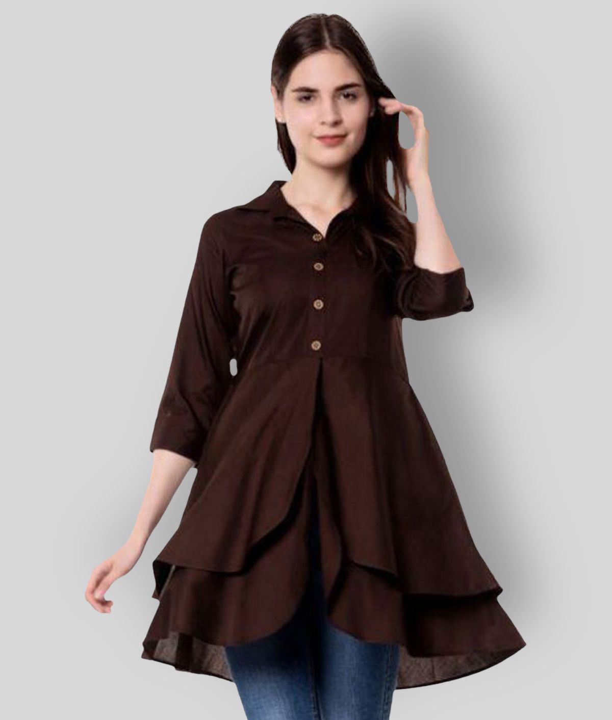 GOD BLESS - Brown Rayon Women's Tunic ( Pack of 1 )