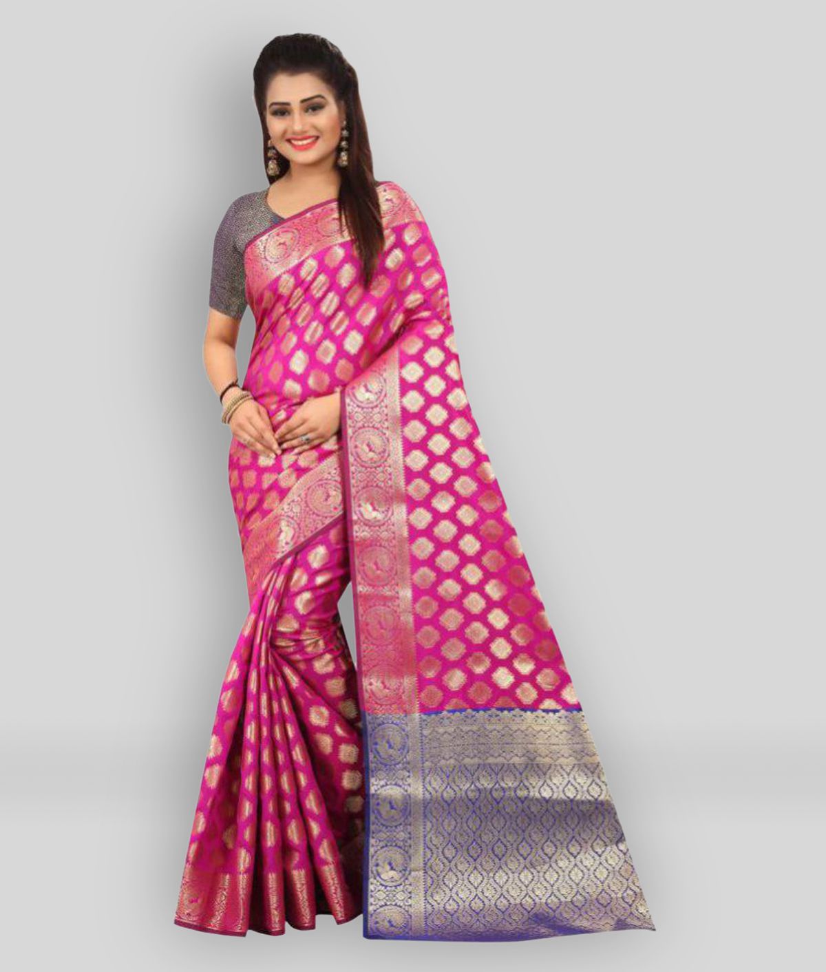     			Gazal Fashions - Pink Silk Saree With Blouse Piece ( Pack of 1 )