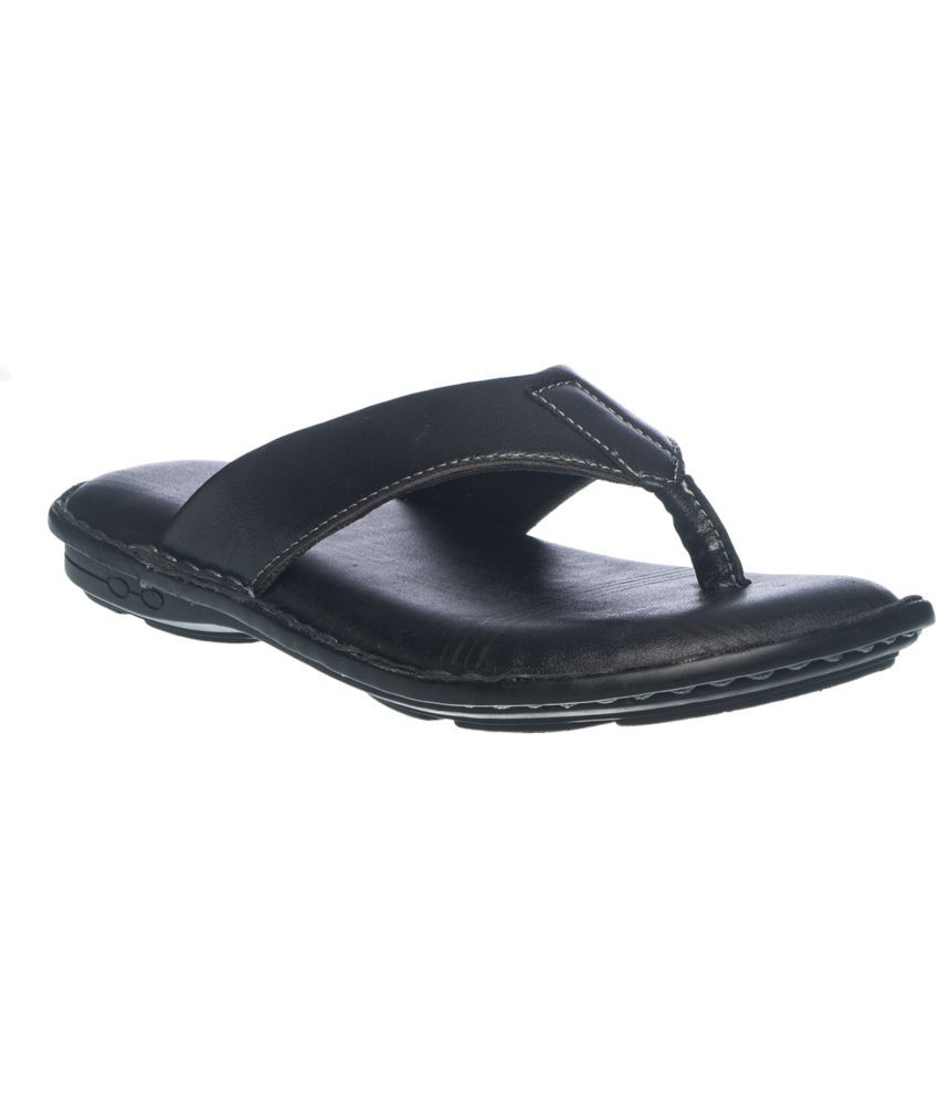     			KHADIM - Black Men's Leather Slipper