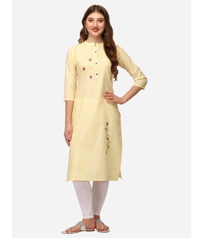     			Prettify - Yellow Cotton Women's Straight Kurti ( Pack of 1 )