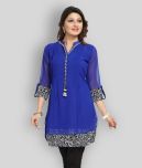 Meher Impex - Blue Georgette Women's Straight Kurti ( Pack of 1 )