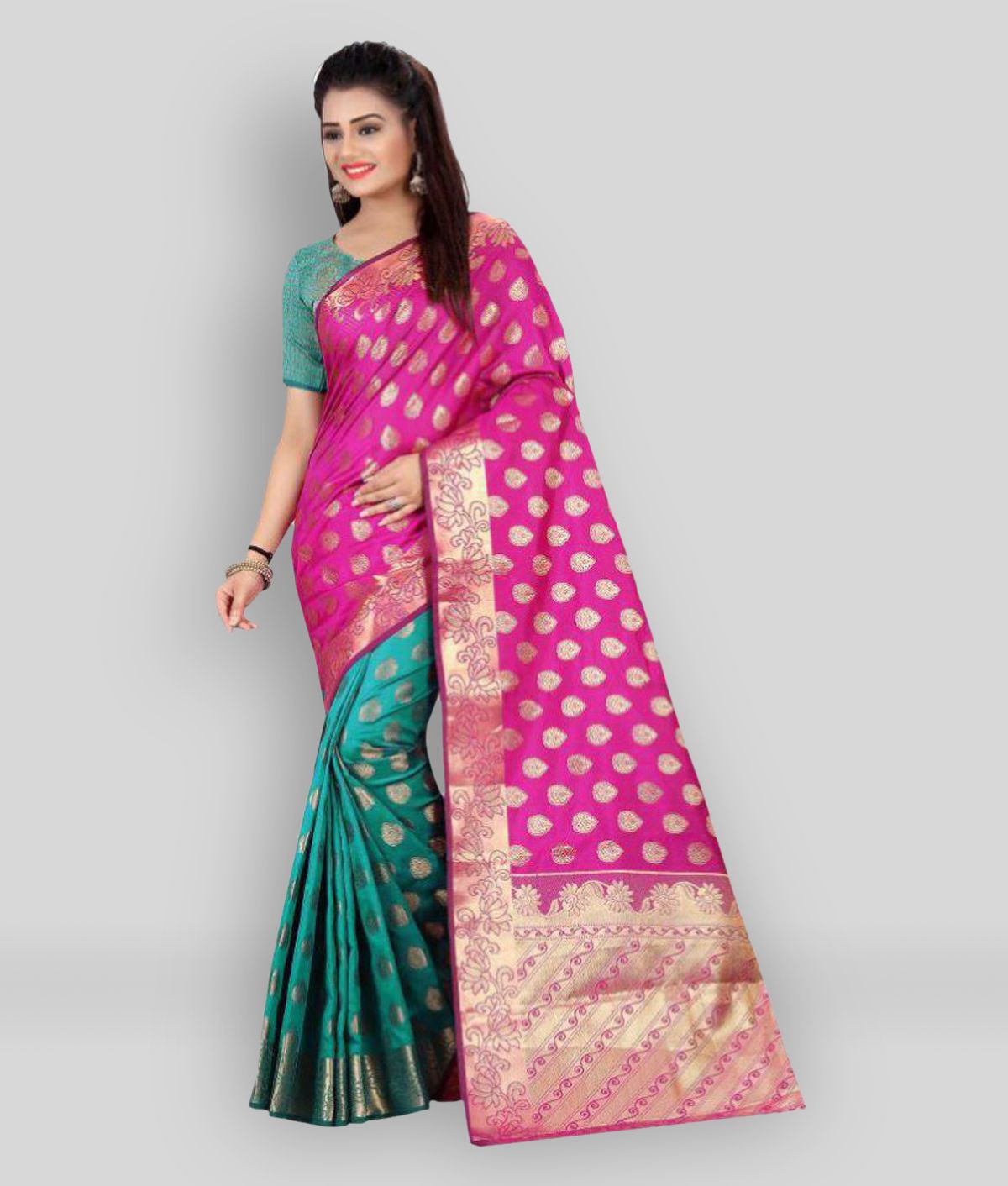     			Gazal Fashions - Multicolor Silk Saree With Blouse Piece (Pack of 1)