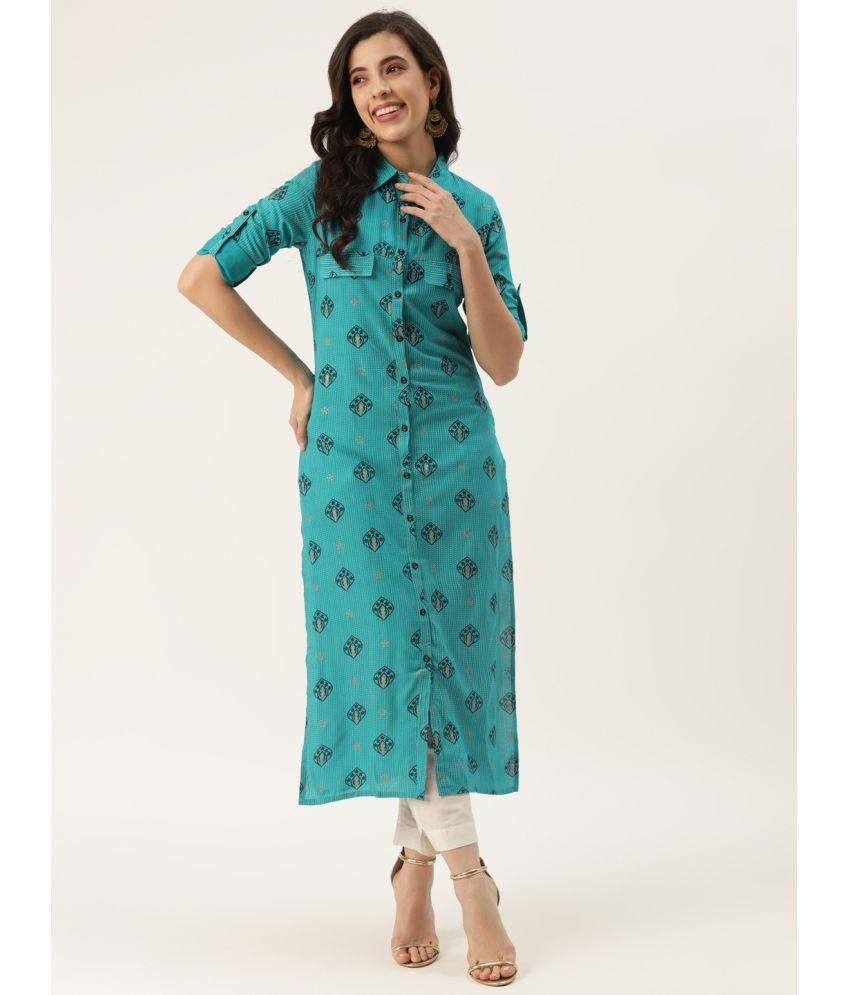     			Kbz - Blue Rayon Women's Straight Kurti ( Pack of 1 )