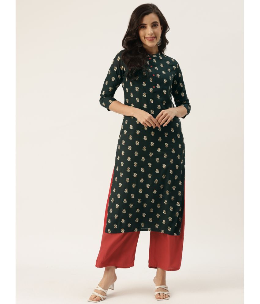     			Kbz - Green Rayon Women's Straight Kurti ( Pack of 1 )