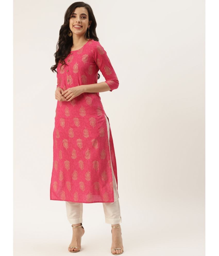     			Kbz - Pink Rayon Women's Straight Kurti ( Pack of 1 )