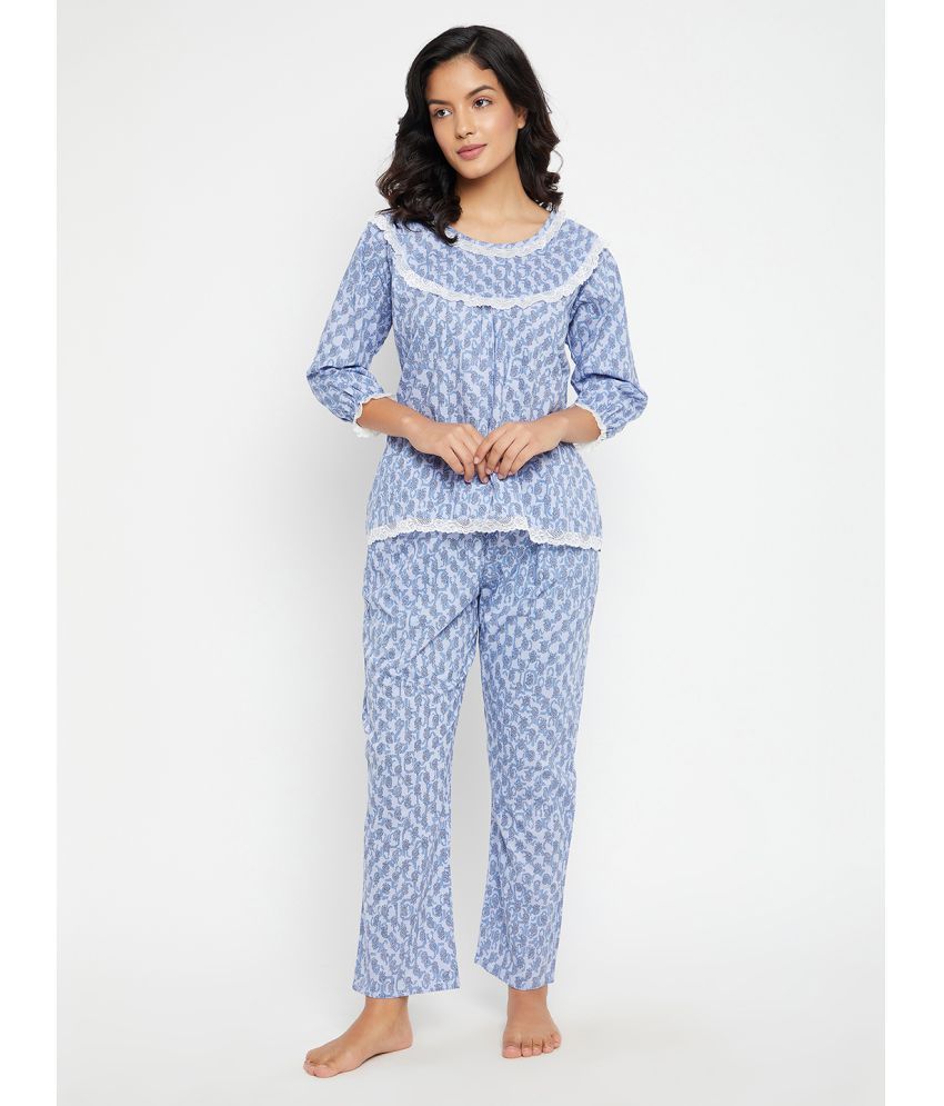     			Clovia - Blue Cotton Women's Nightwear Nightsuit Sets ( Pack of 1 )