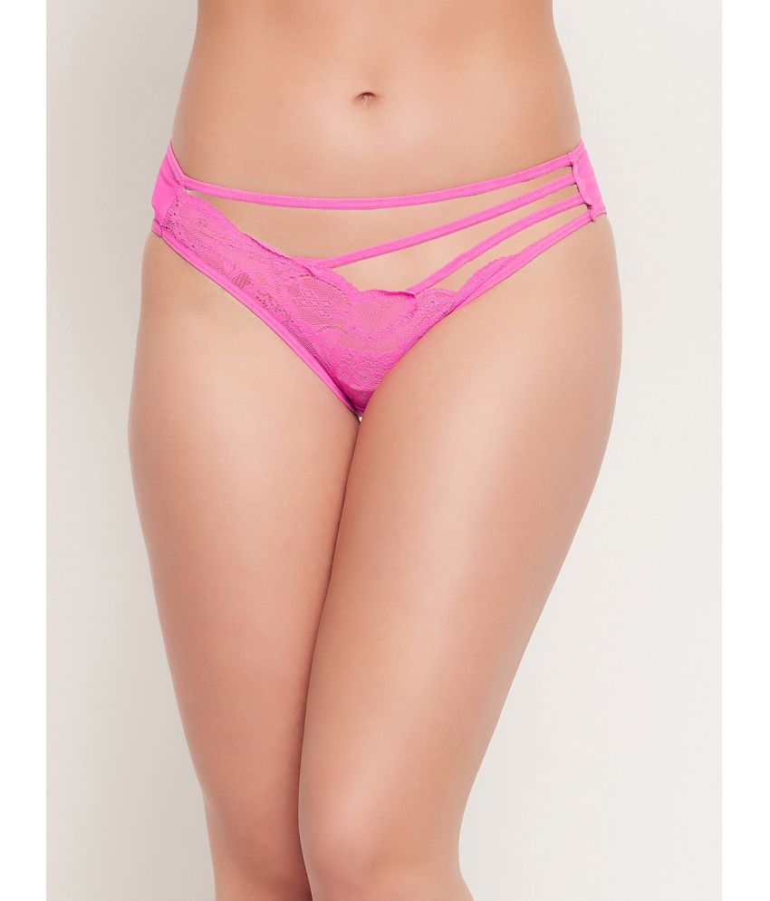     			Clovia - Pink Lace Self Design Women's Bikini ( Pack of 1 )