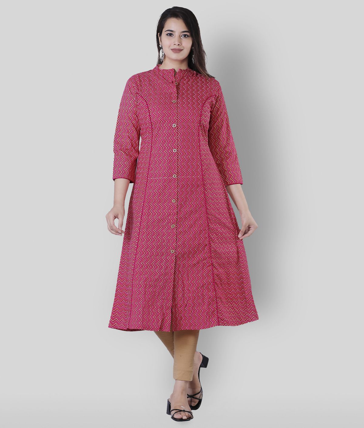     			Glorious - Pink Cotton Women's Front Slit Kurti ( Pack of 1 )