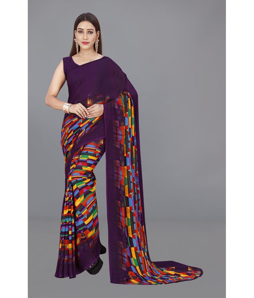     			Anand Sarees - Purple Georgette Saree With Blouse Piece ( Pack of 1 )