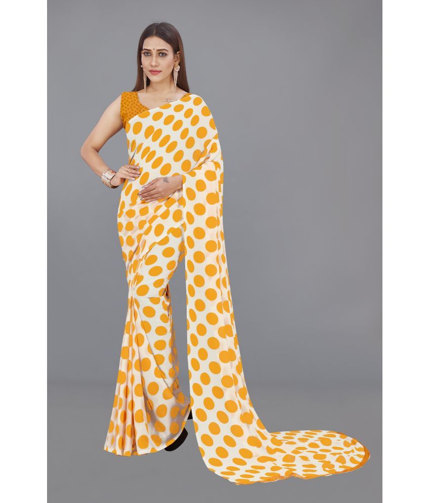     			Anand Sarees - Yellow Georgette Saree With Blouse Piece ( Pack of 1 )